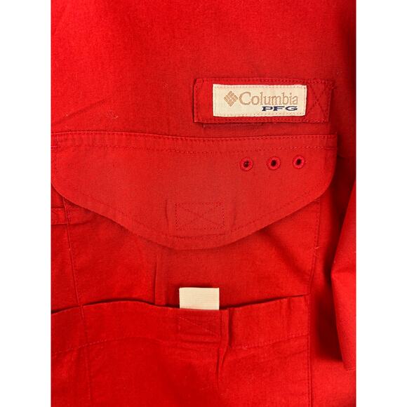 Columbia PFG Omni-Shade Vented Fishing Shirt Red | Velcro Front Pockets large - Picture 7 of 7